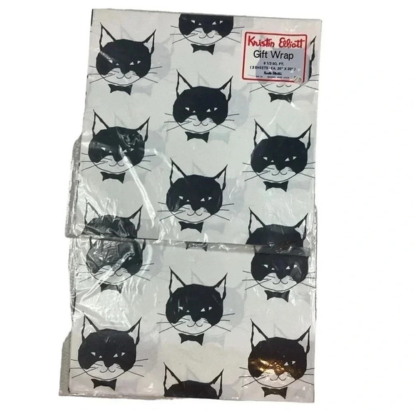 kristin elliott Other - Vintage Kristen elliott gift wrap cat set of two